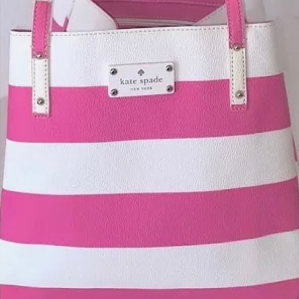 Kate Spade pink white striped purse